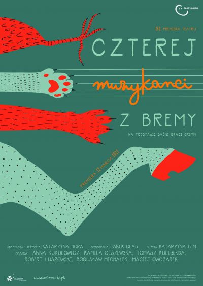 Plakat Czterej muzykanci z Bremy, proj. Klaudia Laszczyk